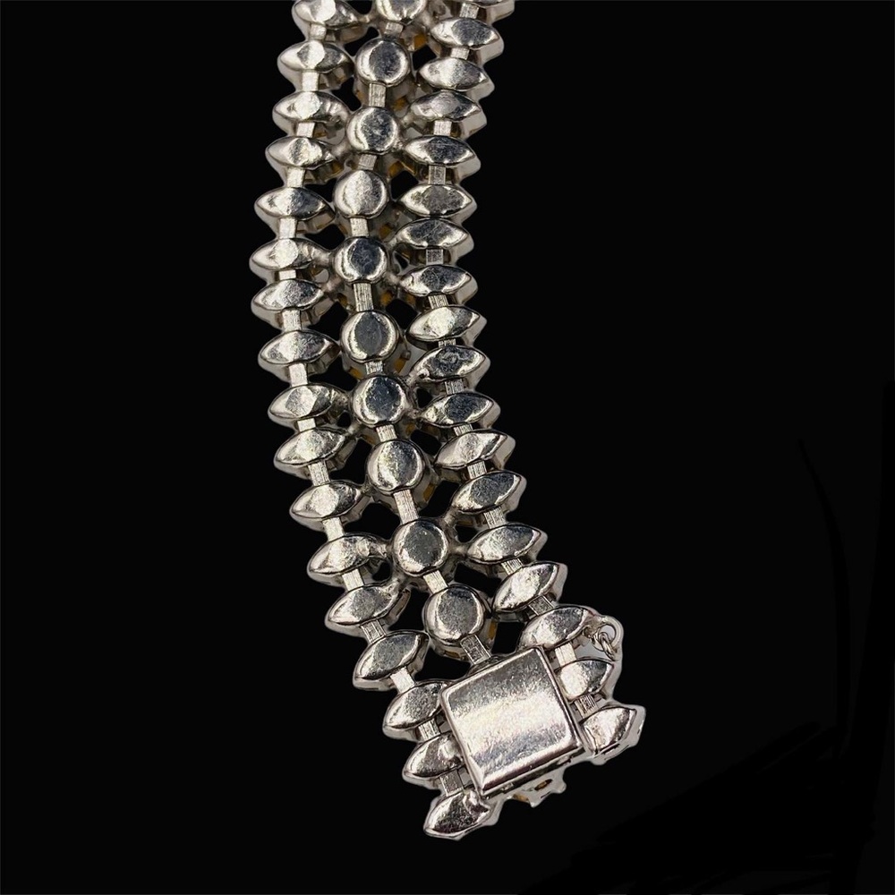 Wide Vintage Rhinestone Bling Bracelet Hollywood Glam - Picture 6 of 6